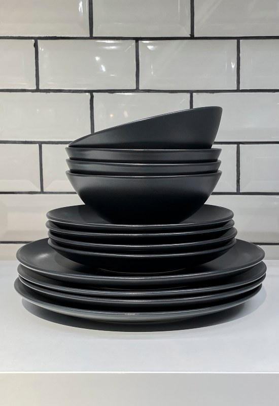 Black Dishes on a Porcelain Countertop in Northern Utah