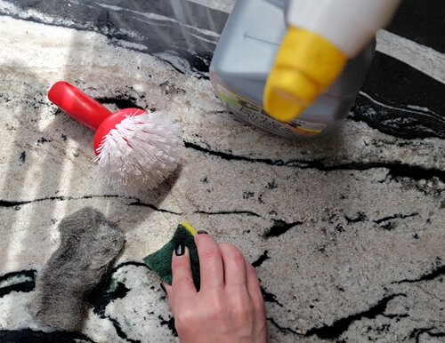 Granite, Quartz Countertop Stain Removal using Soft Scrub with