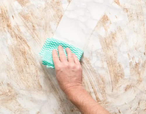 Cleaning stains from marble countertop surface
